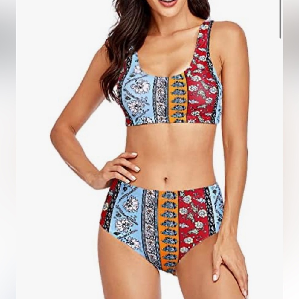 Women Bikini Set High Waisted Two Piece Swimsuit NWT Size XXL